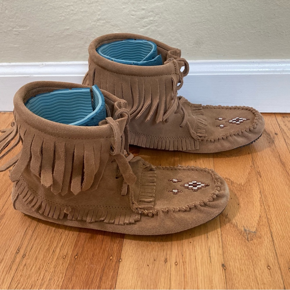 Fringed Suede Moccasin Boots